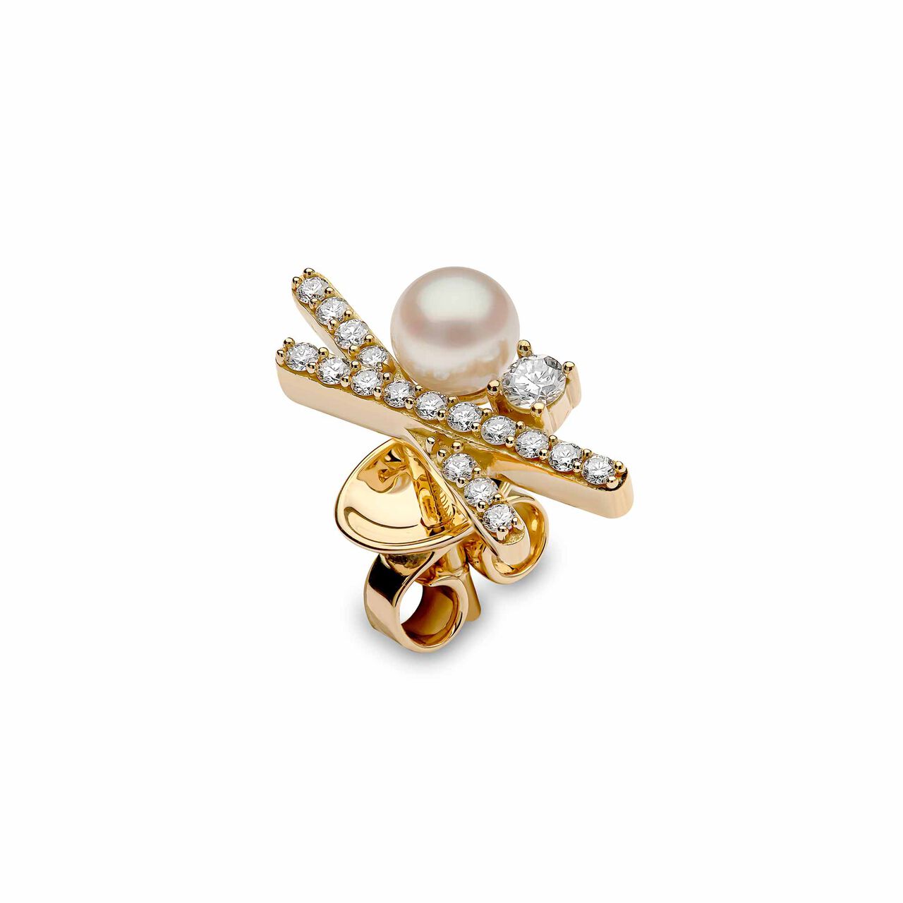 yoko london sleek yellow gold peral x earrings qye2202 6x zoom image number 3