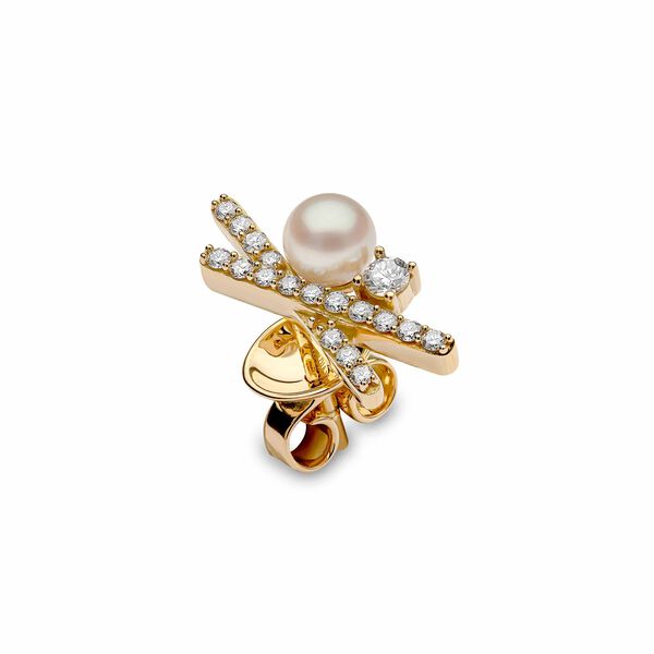 Boucles d'oreilles Sleek en or jaune avec perles et diamants