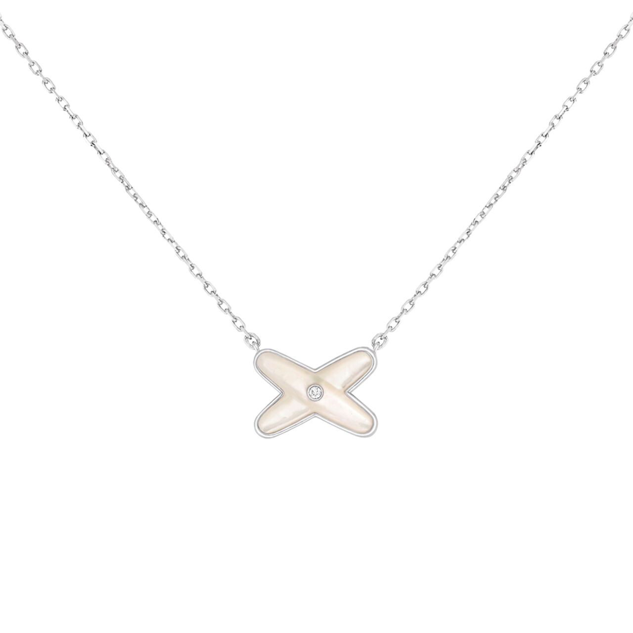 maison birks chaumet jeux de liens white gold mother of pearl diamond necklace 083161 image number 0