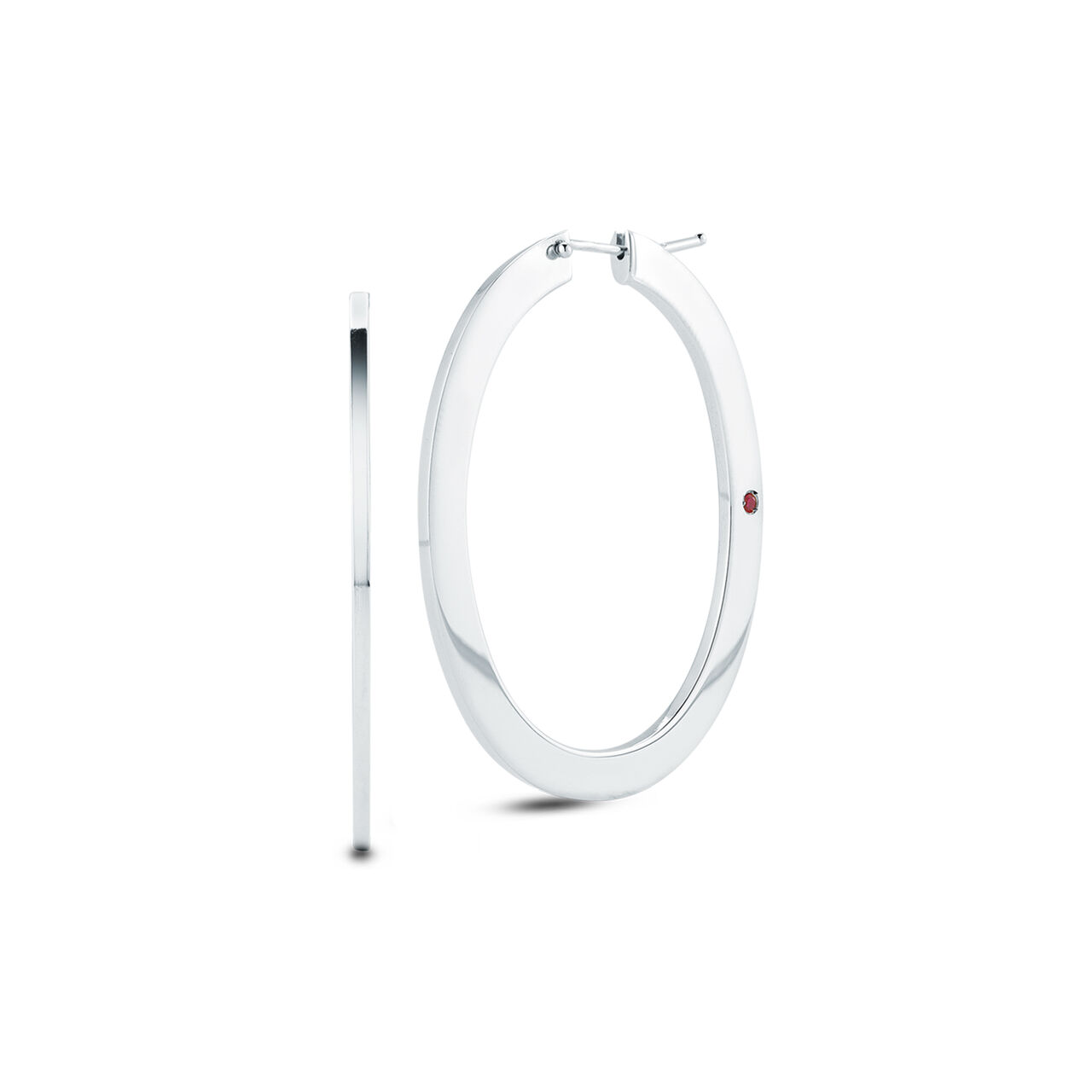 maison birks roberto coin basic white gold large flat hoop earrings image number 0