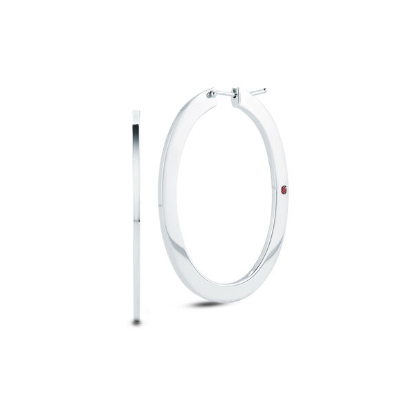 Basic White Gold Large Flat Hoop Earrings