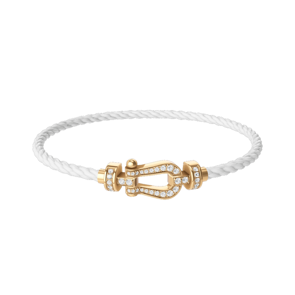 Bracelet cable Force 10 en or jaune avec pavé de diamants, modèle moyen