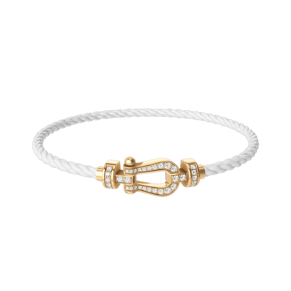 Force 10 Medium Yellow Gold and Diamond Pav&eacute; Cable Bracelet