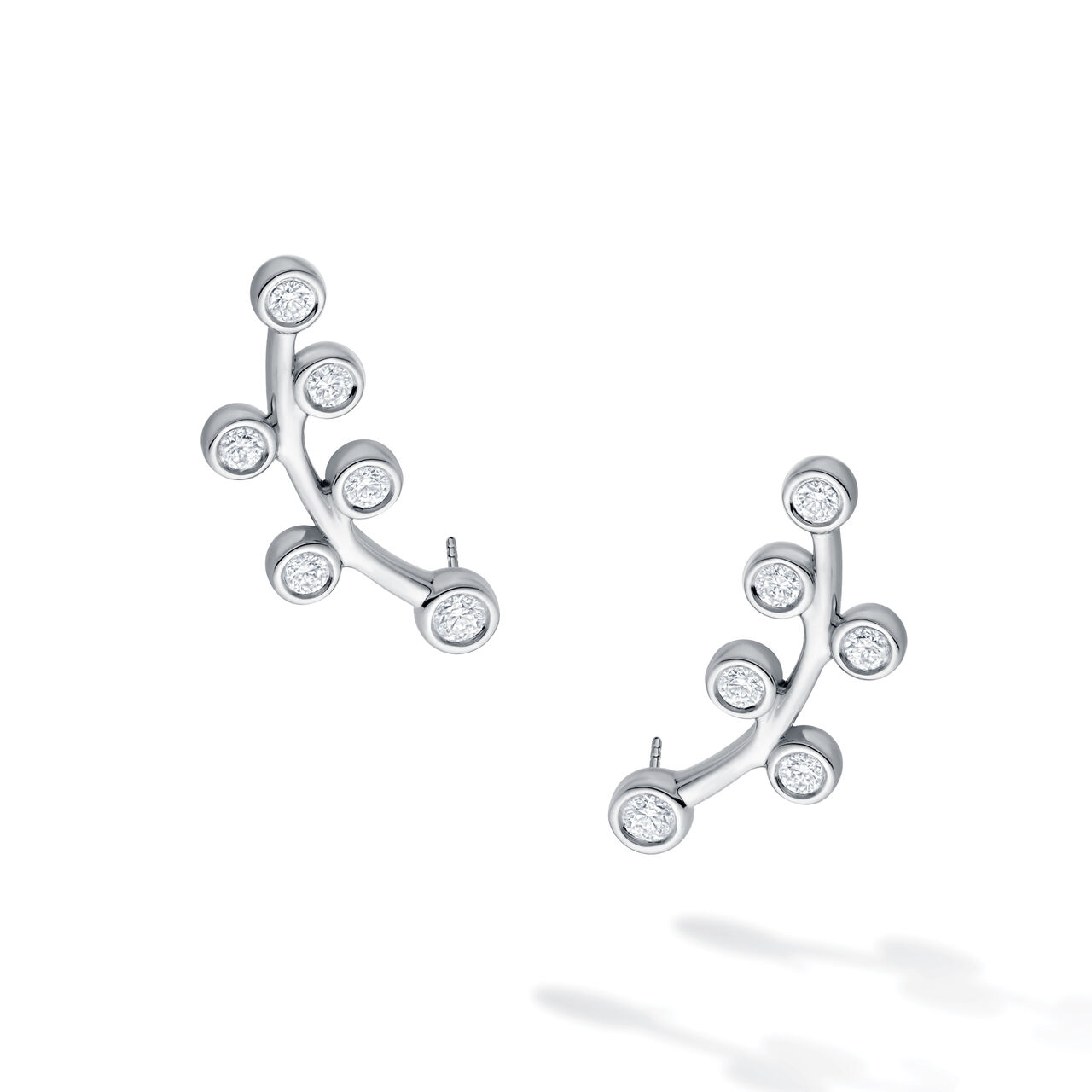 bijoux birks essentials white gold and diamond floral climber earrings image number 2