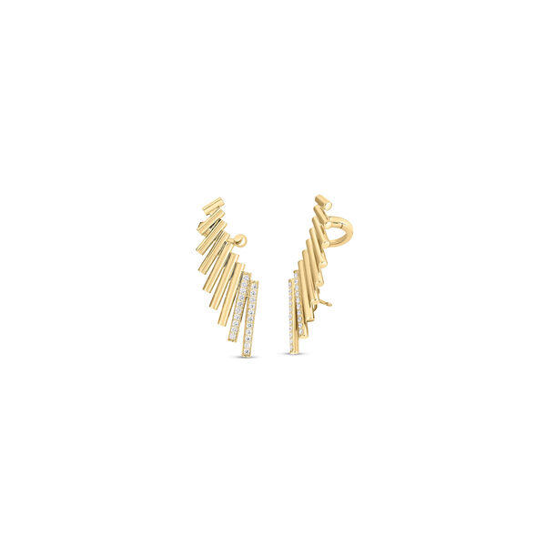 Domino Yellow Gold and Diamond Pavé Jacket Earrings