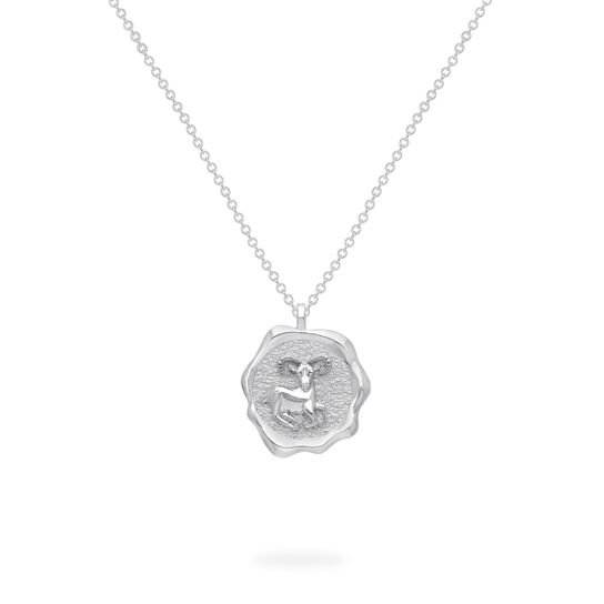 Aries Zodiac Sign Silver Pendant Front image number 0