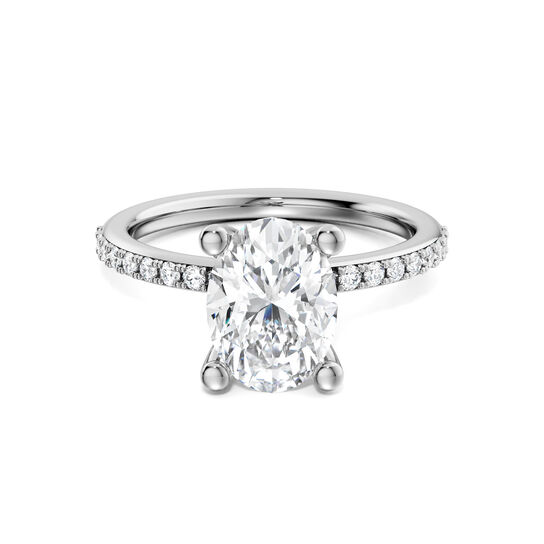 Birks Ros&eacute;e du Matin Platinum Oval Cut Diamond Engagement Ring with Diamond Band image number 0