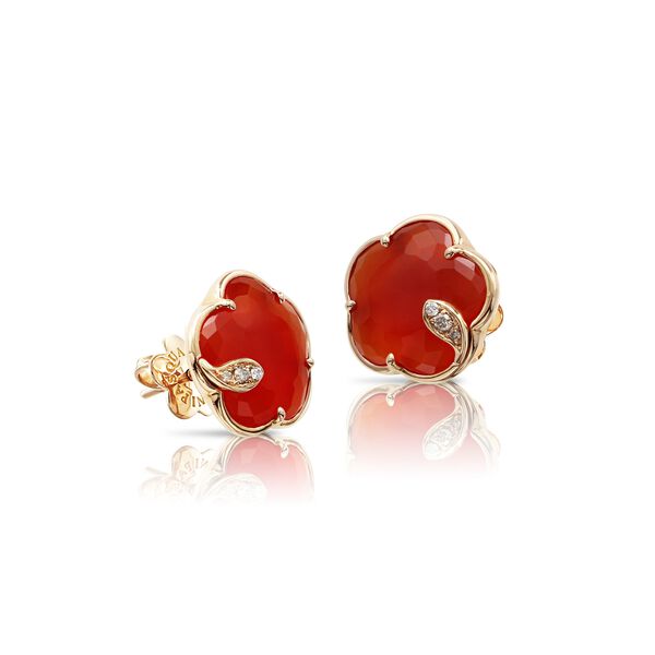 Petit Joli Rose Gold, Carnelian and Diamond Stud Earrings