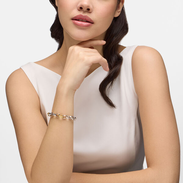 Yellow Gold and Sterling Silver Link Bracelet, 3 Gold Links