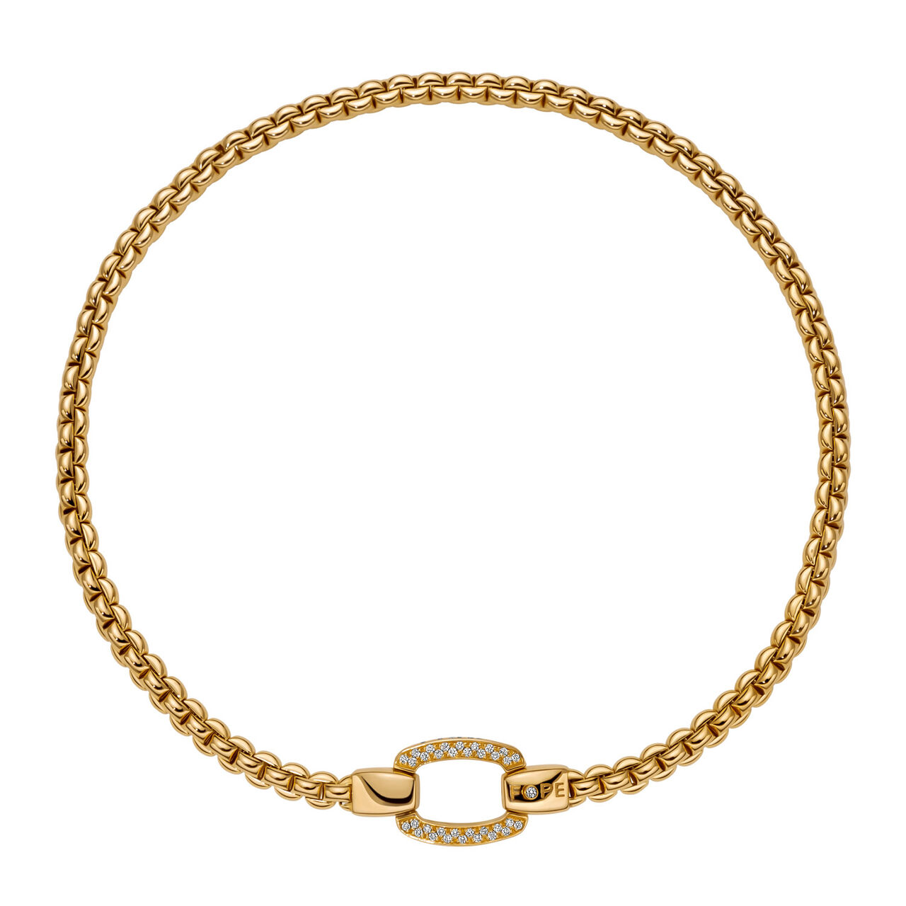 FOPE Eka Yellow Gold and Diamond Pav&eacute; Clasp Necklace image number 0