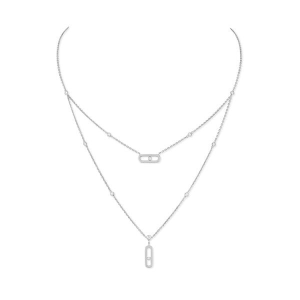 Pendentif Move Uno en or blanc et pavé de diamants 2 rangs