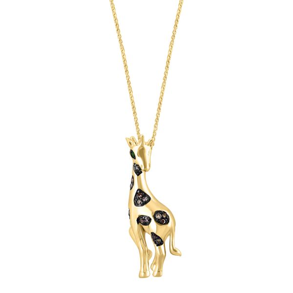 Brown Diamond And Tsavorite Giraffe Pendant with Chain