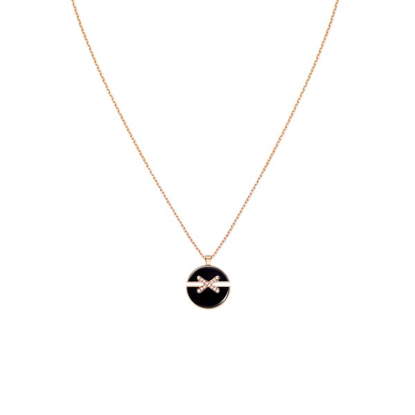 Jeux De Liens Harmony Medium Rose Gold Onyx and Diamond Pendant