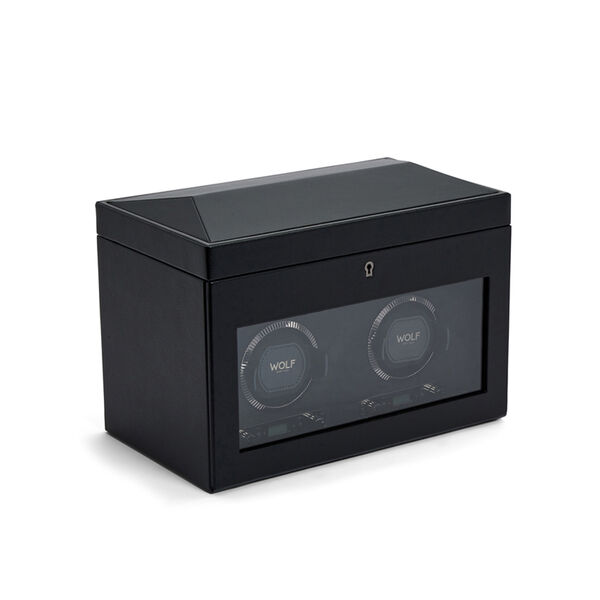 British Racing Black 2 Piece Watch Winder with Storage