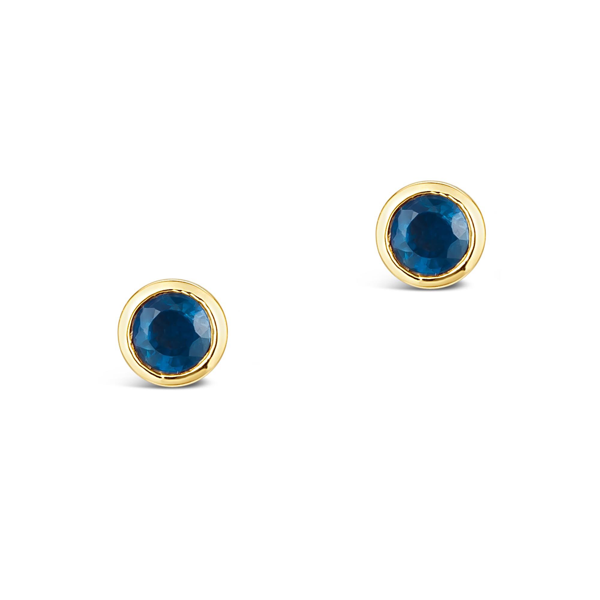 Salon 18k Yellow Gold Sapphire Stud Earrings