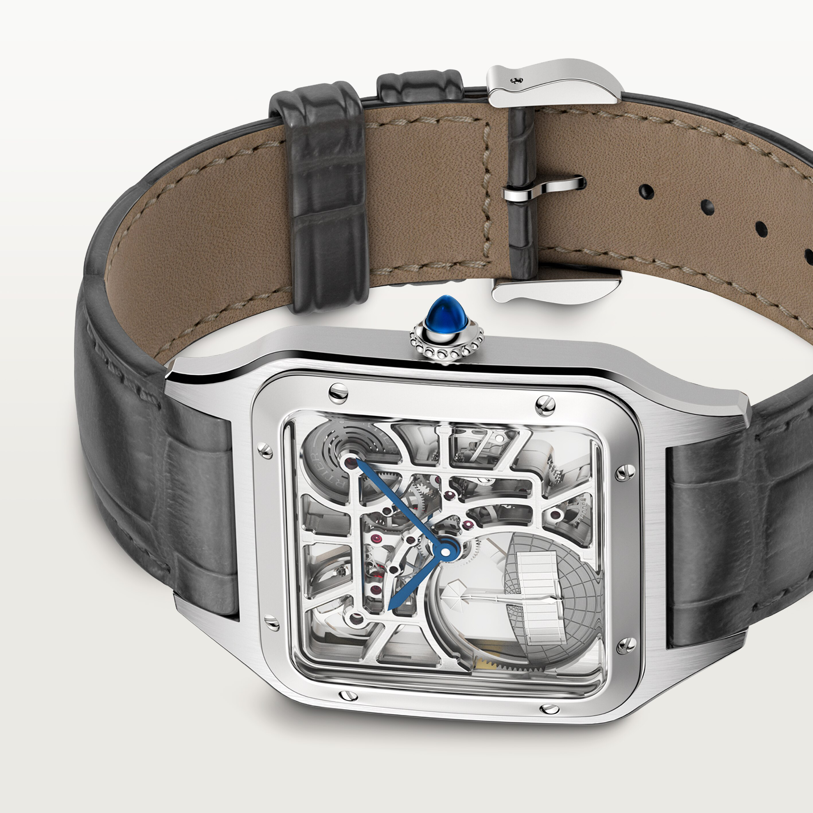 Santos Dumont Large Automatic Skelleton 43 X 31 mm Stainless Steel