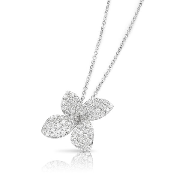Pendentif Petit Garden en or blanc avec pavé de diamants, moyen modèle
