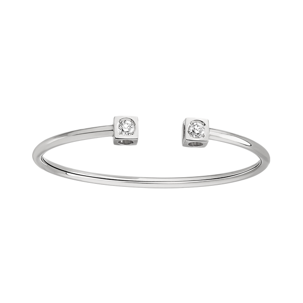 Bracelet jonc Le Cube Diamant en or blanc avec diamants, grand modèle 
