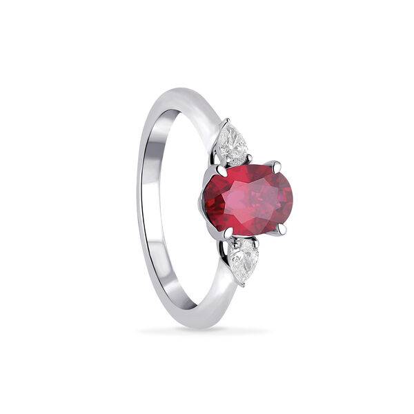 White Gold Ruby and Diamond Ring