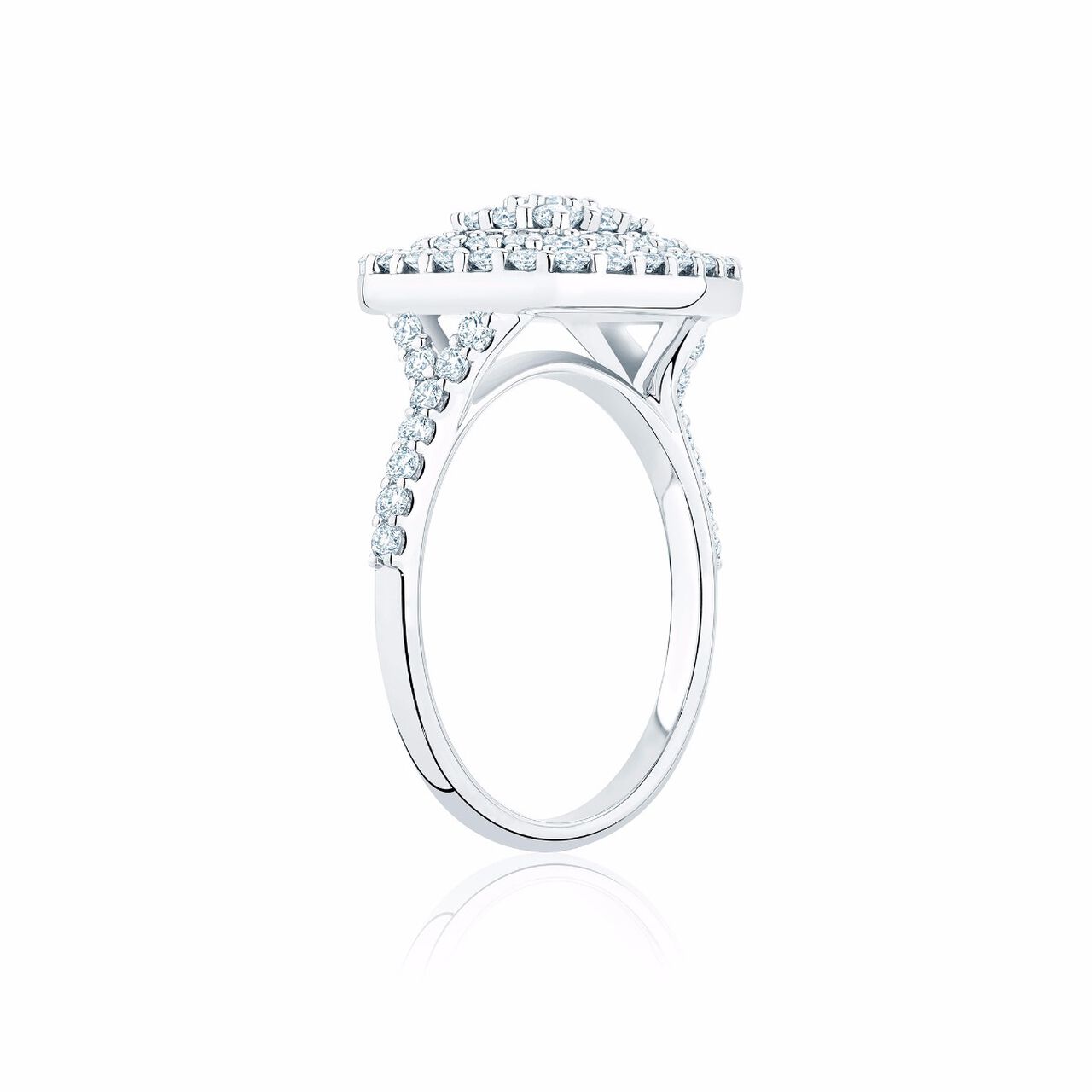 Cushion Shaped Diamond Cluster Ring with Double Halo-7 image number 2