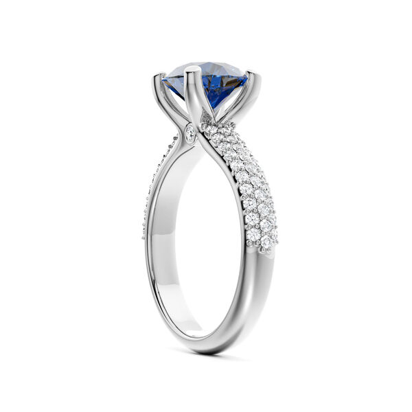 Sapphire Pav&eacute; Solitaire Engagement Ring