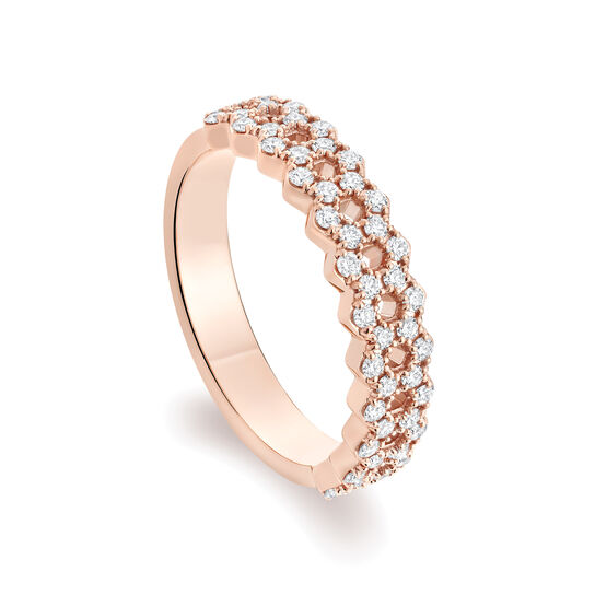 Rose Gold and Diamond Wedding Band image number 1