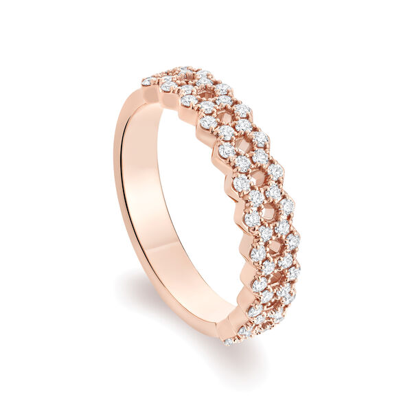 Alliance en or rose sertie de diamants