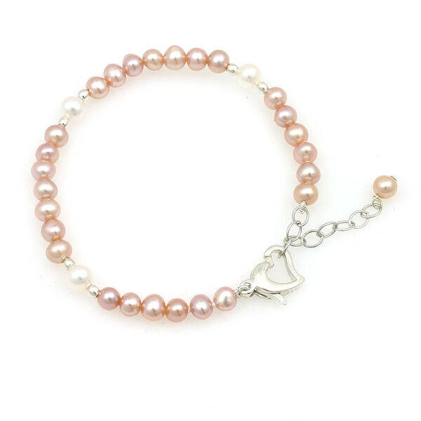 Bracelet à perles pastelles d'eau douce roses 3 à 6 mm pour bébés