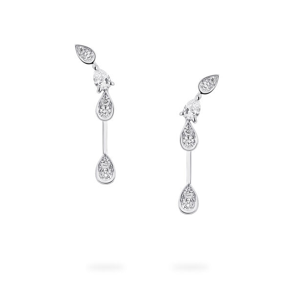 Boucles d&rsquo;oreilles pendantes en diamants et or blanc