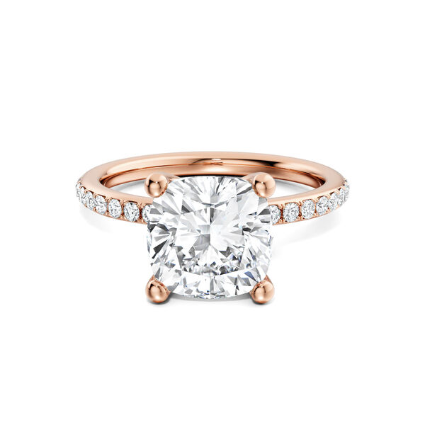Cushion-Cut Diamond Engagement Ring with Pav&eacute; Band