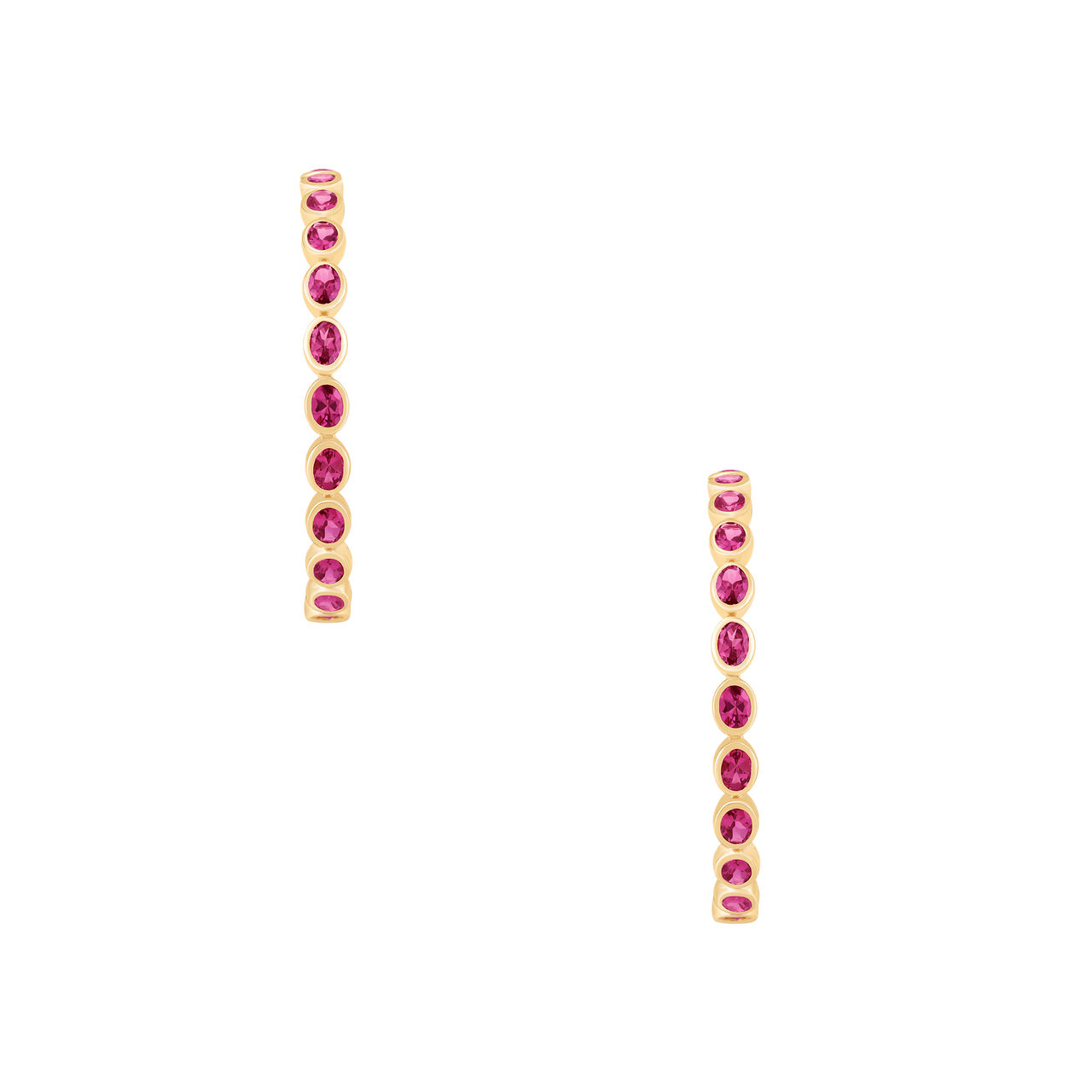 Boucle d'oreilles anneaux en or jaune avec tourmaline rose en forme ovale image number 1