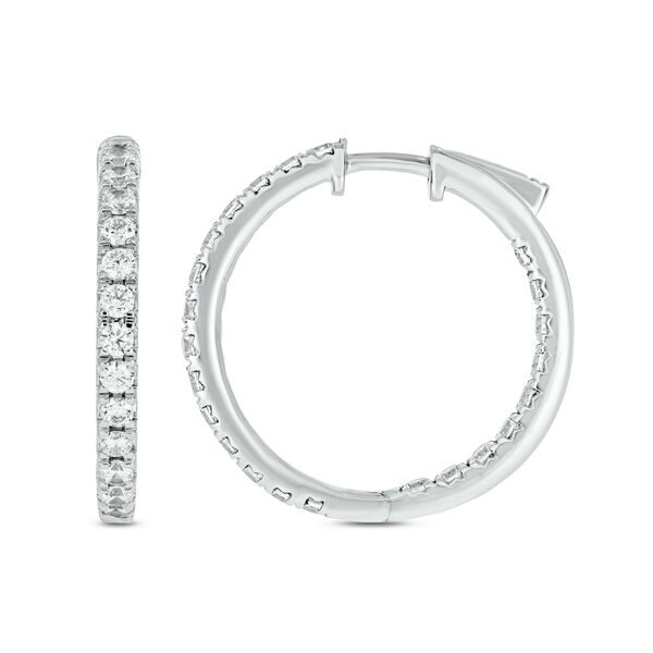 Round 2 ct Diamond Hoop Earrings in 18K White Gold