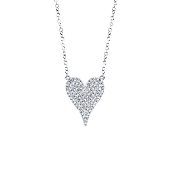 White Gold Heart Pendant with Diamond Pave image number 0