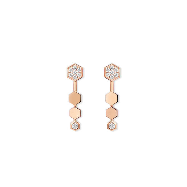 Bee De Chaumet Rose Gold and Diamond Drop Earrings