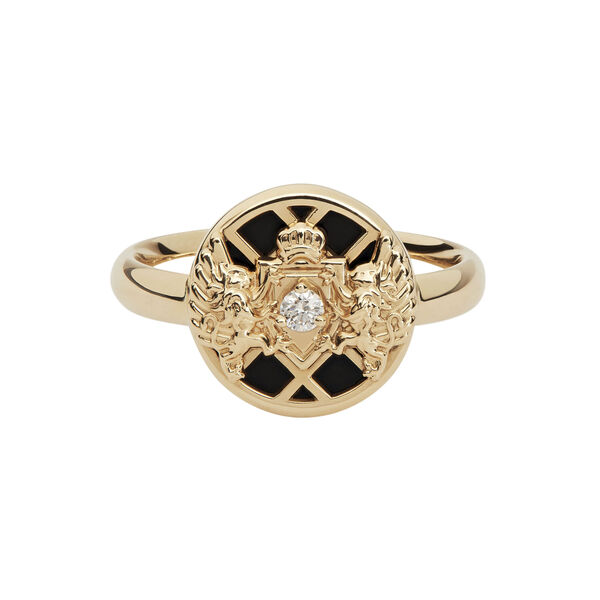 Emblem Yellow Gold Diamond and Onyx Ring