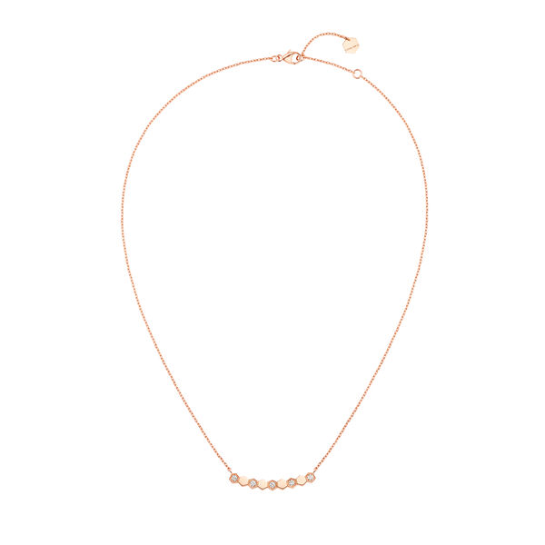 Bee My Love Rose Gold Diamond Half Pavé Necklace
