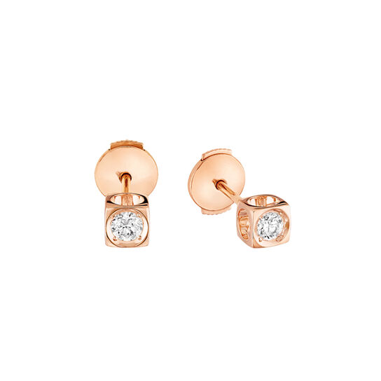 maison birks dinh van paris le cube diamant medium rose gold studs image number 0