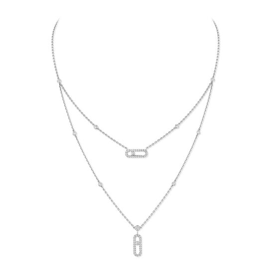 Messika Move Uno White Gold and Diamond Pav&eacute; Two Row Necklace image number 0
