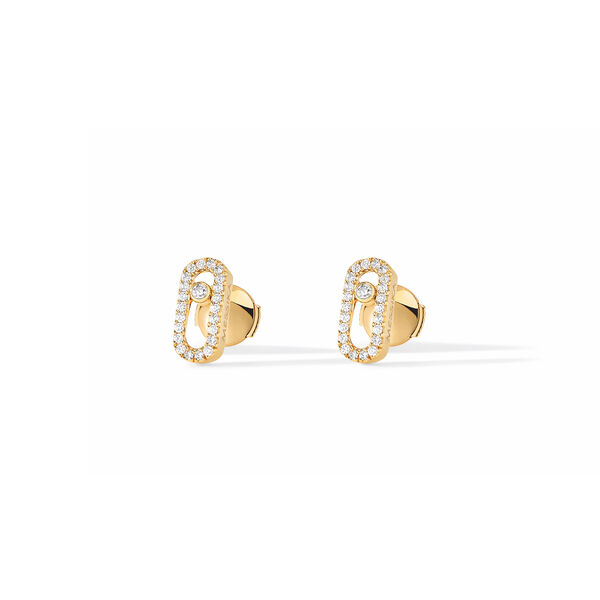 Move Uno Small Yellow Gold and Diamond Pavé Stud Earrings
