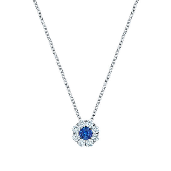 bijoux birks snowflake cluster diamond necklace with sapphire image number 0