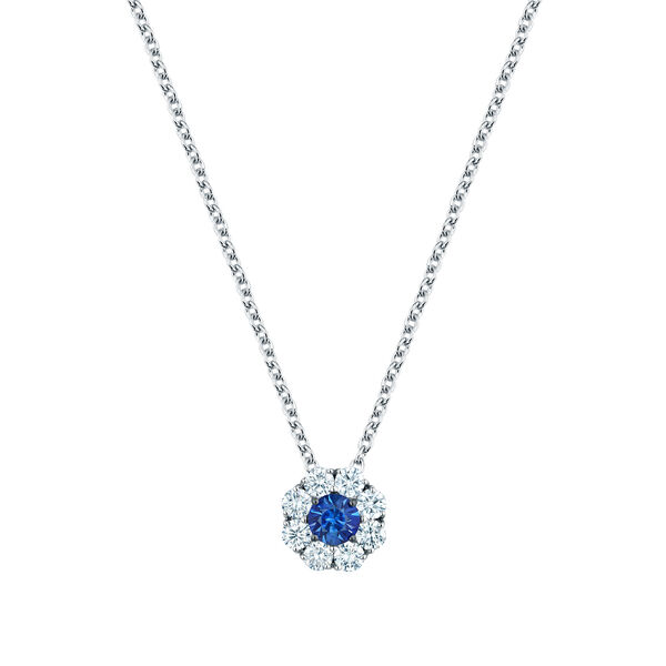Cluster Diamond Necklace with Sapphire
