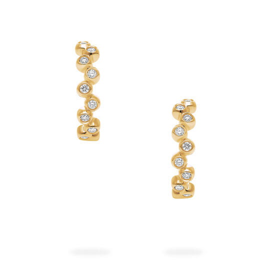 Birks Iconic Yellow Gold and Diamond Splash 15 mm Hoop Earrings image number 2