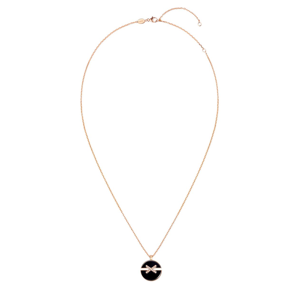 Jeux De Liens Harmony Medium Rose Gold Onyx and Diamond Pendant image number 1