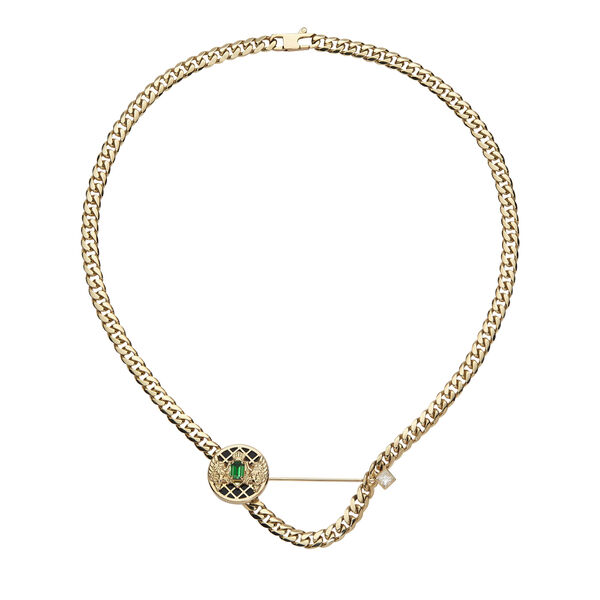 Collier Emblem en or jaune tsavorite diamant et onyx