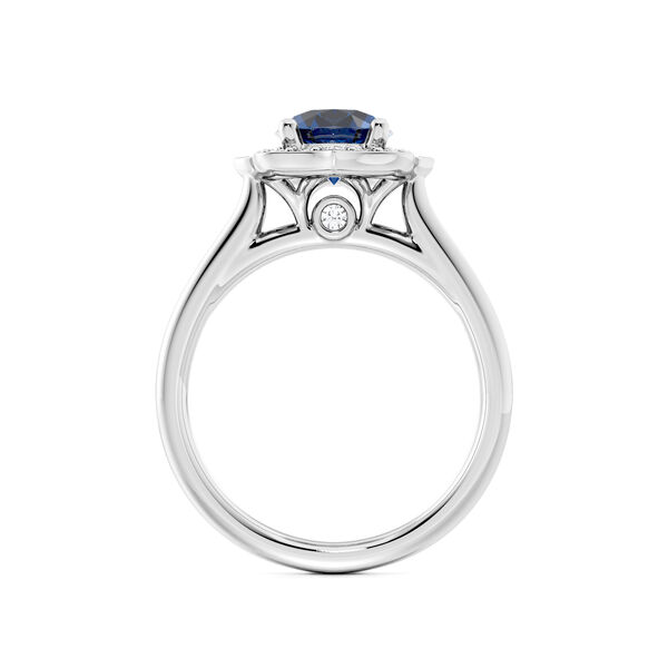 Heirloom Round Solitaire Sapphire Engagement Ring with Halo