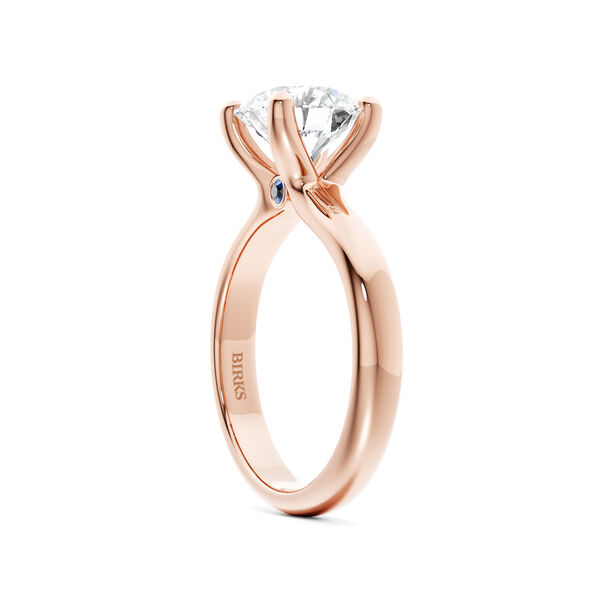 Bague de fian&ccedil;ailles en or rose &agrave; diamant solitaire rond avec accent saphir