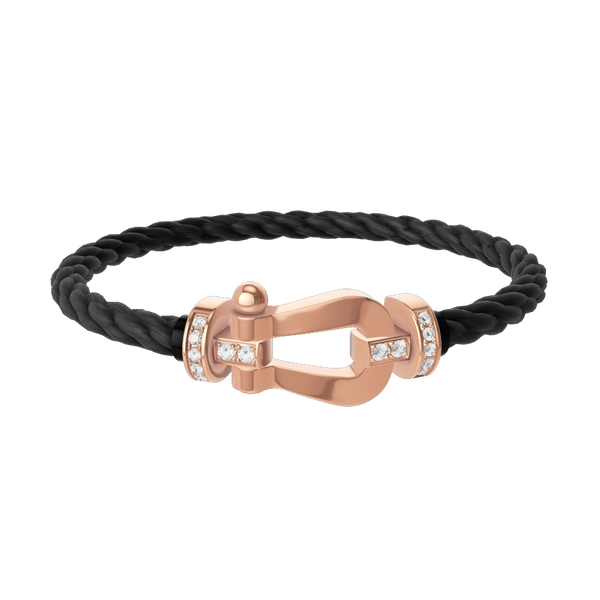 Bracelet cable Force 10 en or rose avec pavé de diamants, grand modèle