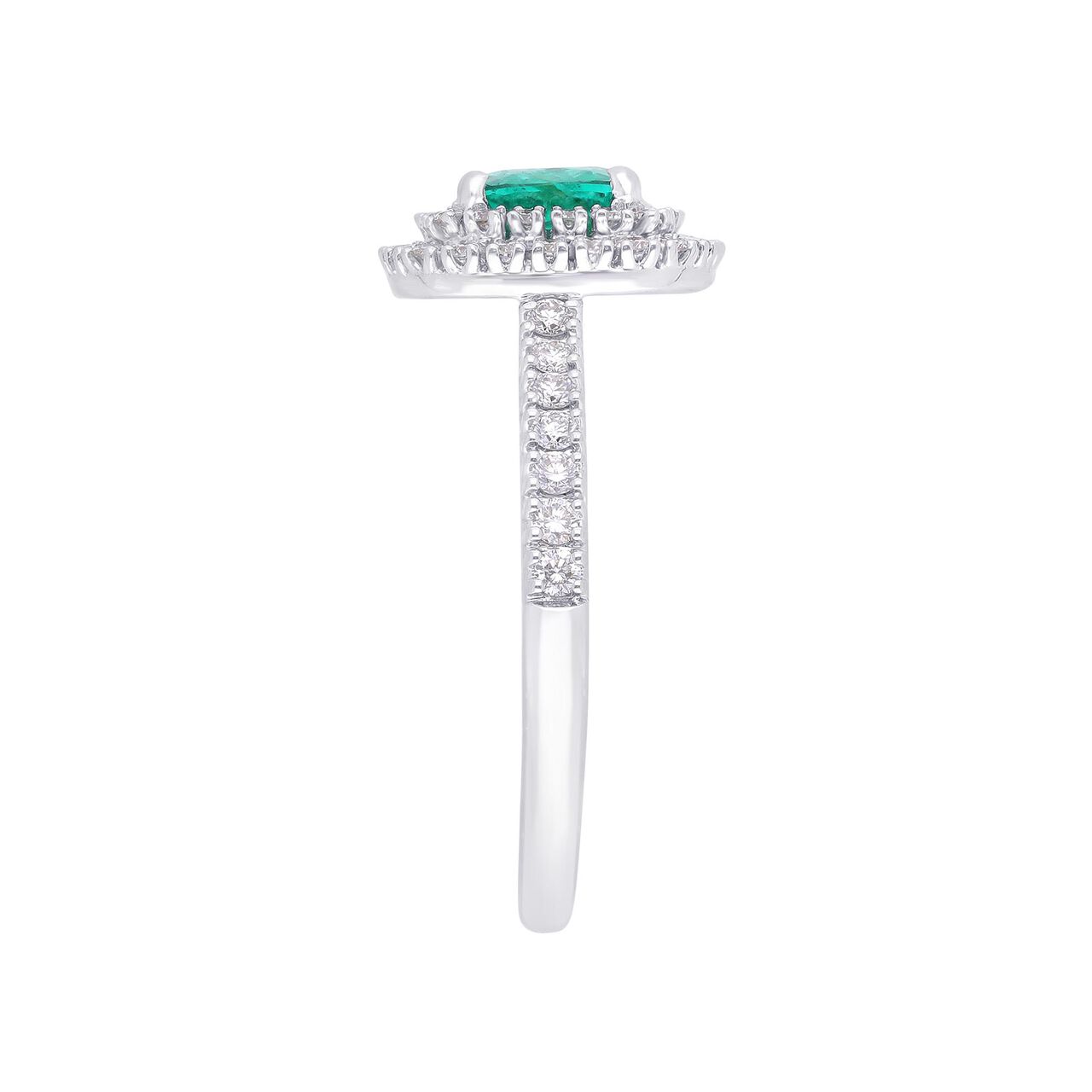 maison birks salon emerald double diamond halo ring sg05251r standing side image number 3