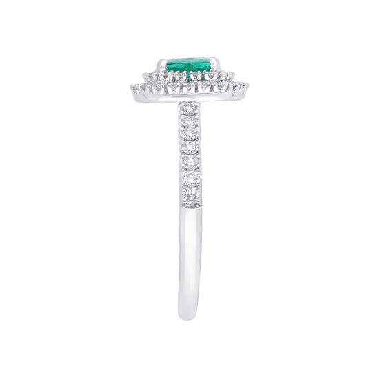 maison birks salon emerald double diamond halo ring sg05251r standing side image number 3