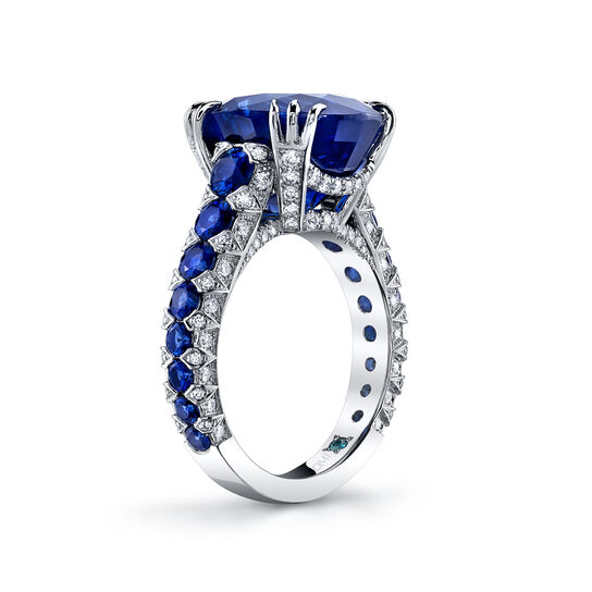 omi prive round sapphires and diamond masterpiece ring r2293 standing side image number 2